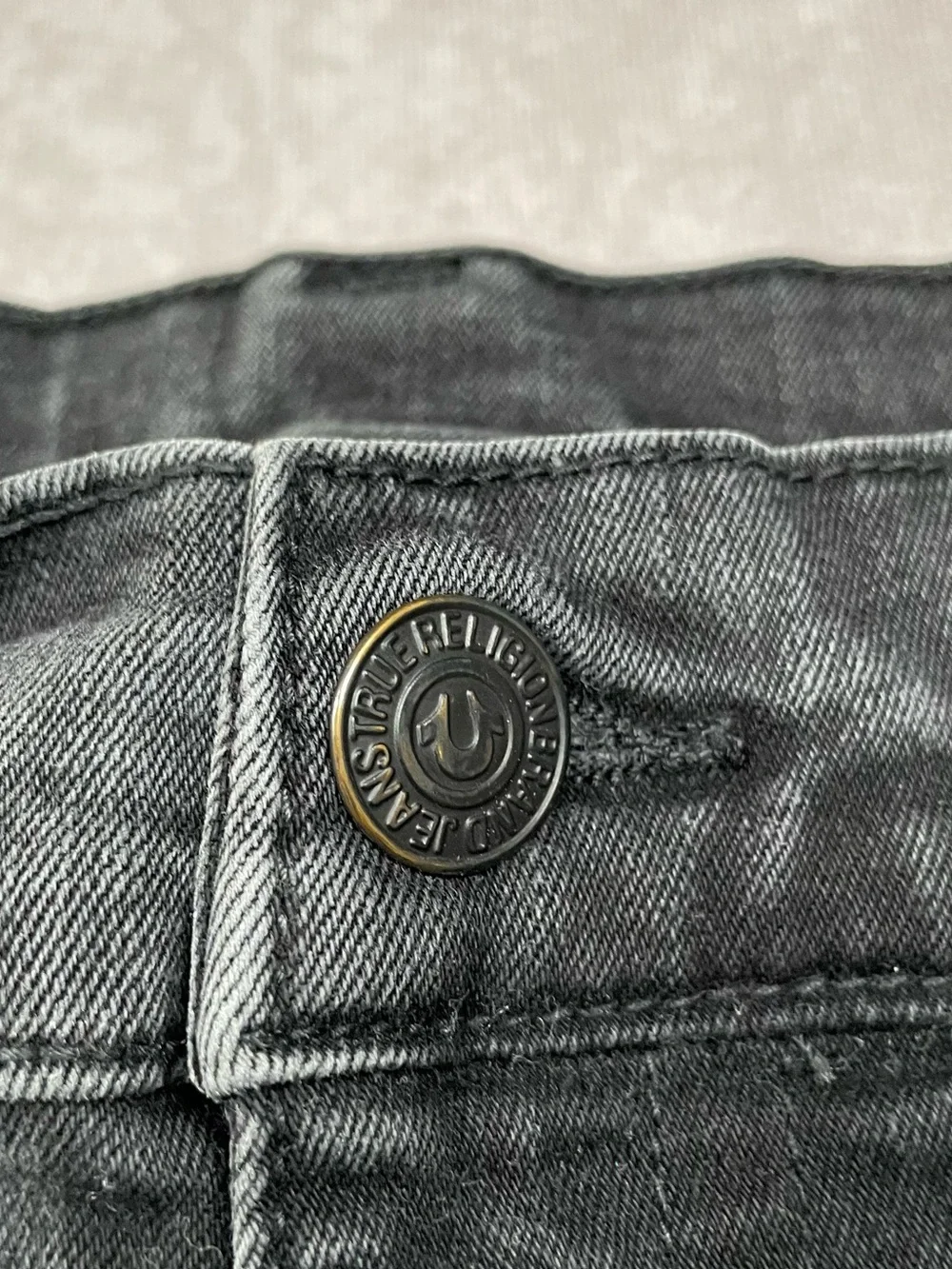 True Religion Ricky Jeans Mens Size 33 Black Back Flap Pocket Relaxed Straight